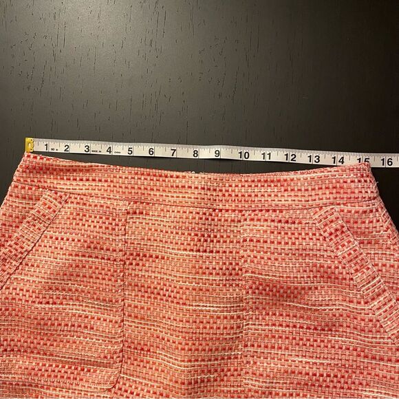 LOFT Ann Taylor Orange Red Patterned Mini Skirt With Pockets Women’s Size 6 - Picture 8 of 9